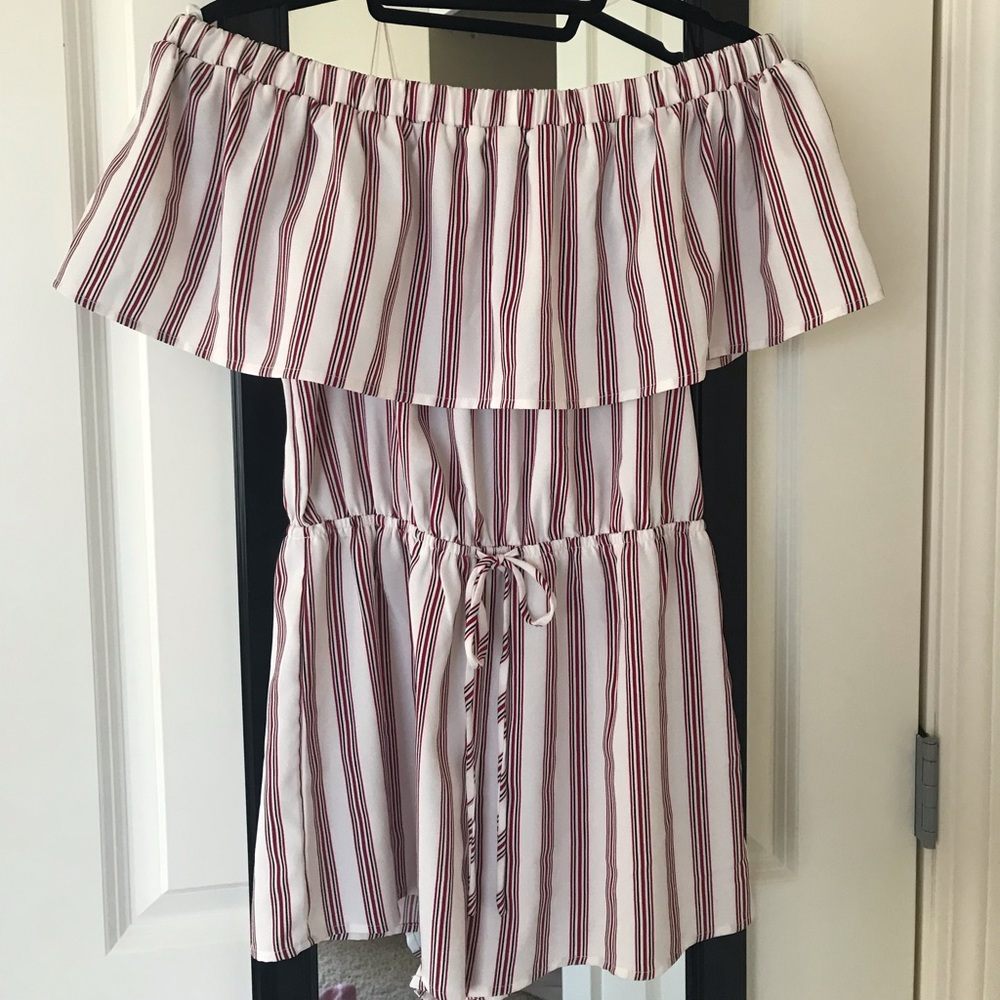 Forever 21 striped off the shoulder romper